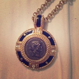 Gold and Black enamel necklace and Earring set